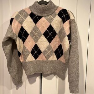 Vintage Liz Claiborne petite lambswool and angora blend argyle print sweater